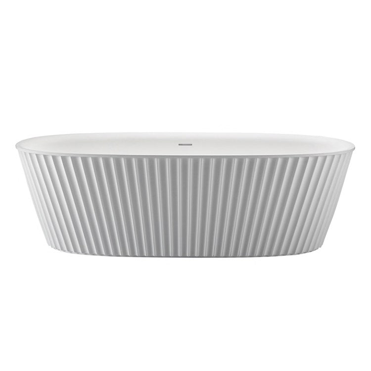 Soaking Tub Bowie 69.625 x 35.25 Inch Freestanding Center White Matte Sculpturestone 105 Gallons 21-5/8 Inch