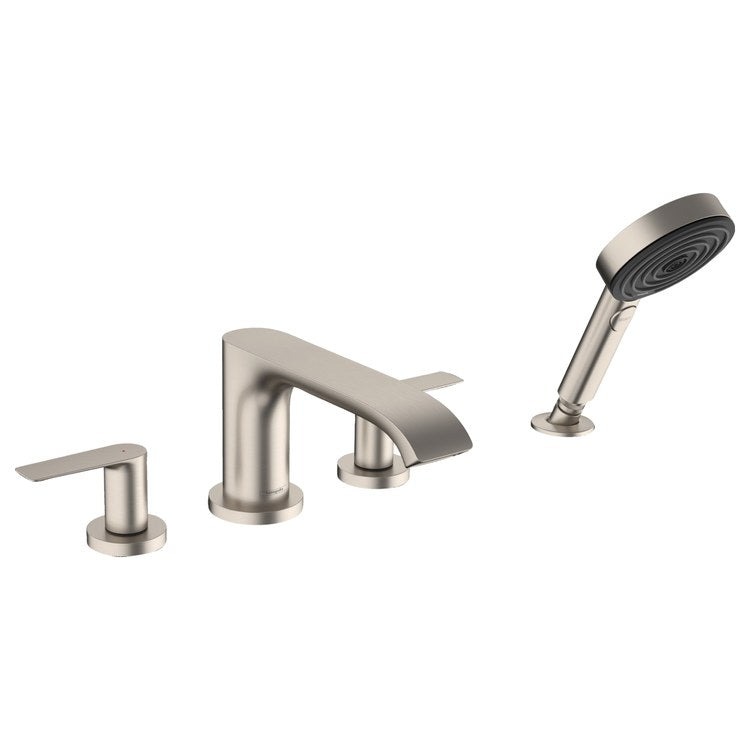 Roman Tub Trim Vivenis with Handshower 2 Lever Brushed Nickel WaterSense 10 Inch Spread 4 Hole