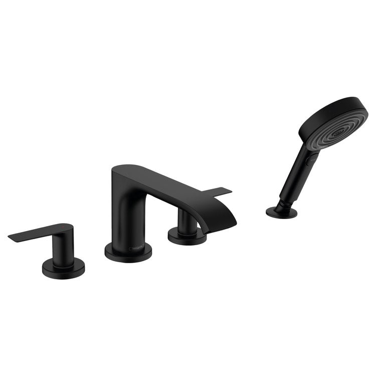 Roman Tub Trim Vivenis with Handshower 2 Lever Matte Black WaterSense 10 Inch Spread 4 Hole