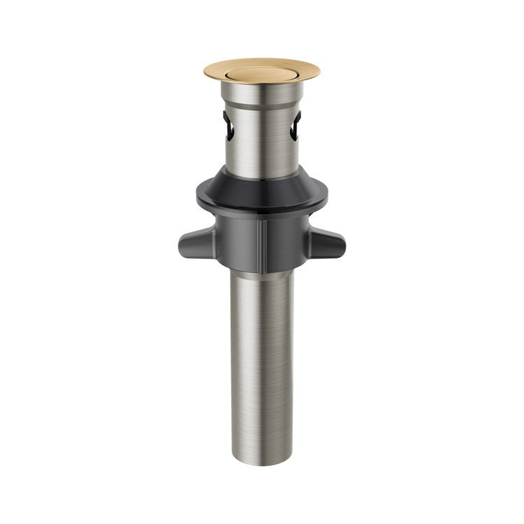 Pop-Up Drain Metal Push with Overflow 7-15/16 Inch Brilliance Champagne Bronze Metal for Sinks with Overflow - Image 1