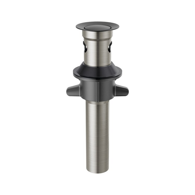 Pop-Up Drain Metal Push with Overflow 7-15/16 Inch Matte Black Metal for Sinks with Overflow