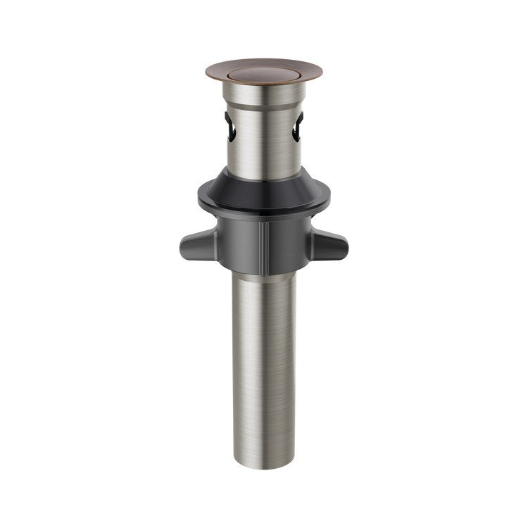 Pop-Up Drain Metal Push with Overflow 7-15/16 Inch Venetian Bronze Metal for Sinks with Overflow - Image 1