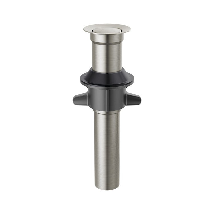 Pop-Up Drain Metal Push less Overflow 7-15/16 Inch Brilliance Stainless Metal for Sinks without Overflow - Image 1
