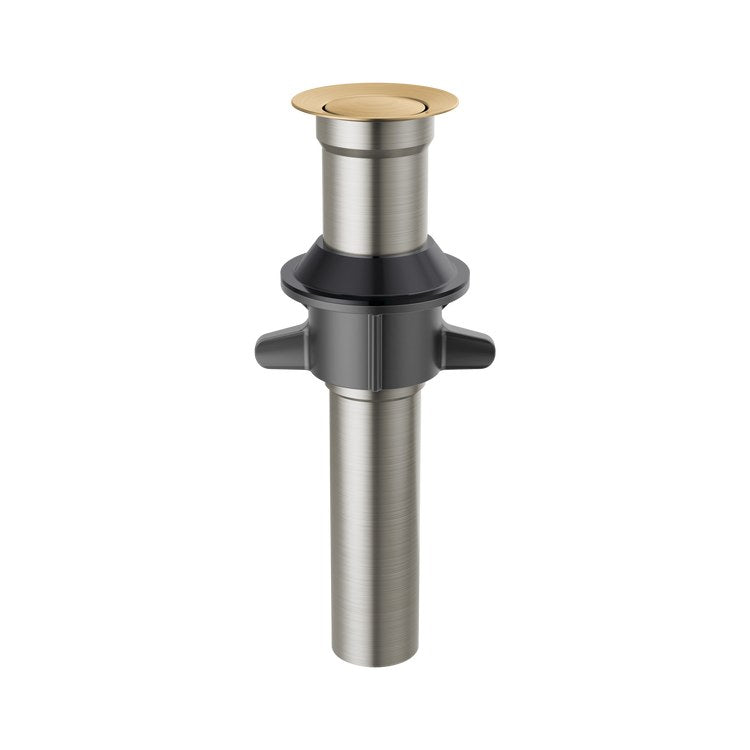 Pop-Up Drain Metal Push less Overflow 7-15/16 Inch Brilliance Champagne Bronze Metal for Sinks without Overflow - Image 1