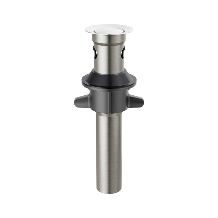 Pop-Up Drain Metal Push with Overflow 7-15/16 Inch Chrome Metal for Sinks with Overflow - Image 1