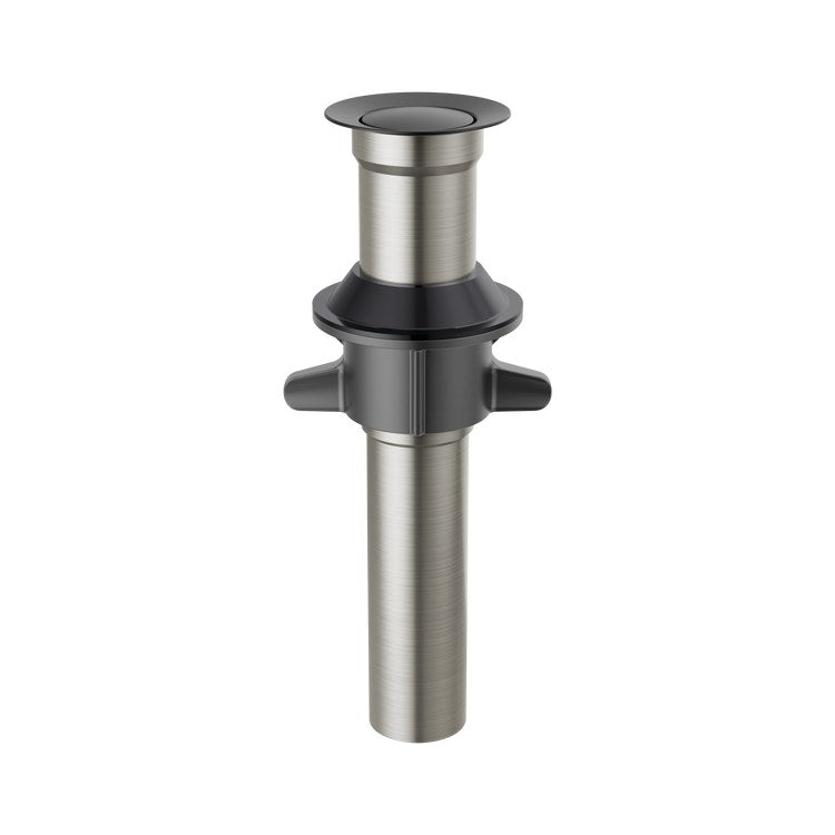 Pop-Up Drain Metal Push less Overflow 7-15/16 Inch Matte Black Metal for Sinks without Overflow - Image 1