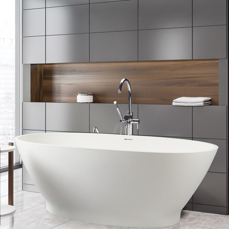 Air Tub Alissa 64.75 x 33.5 Inch Freestanding Air Bath Center White Matte Oval Sculpturestone 90 Gallons 22 Inch