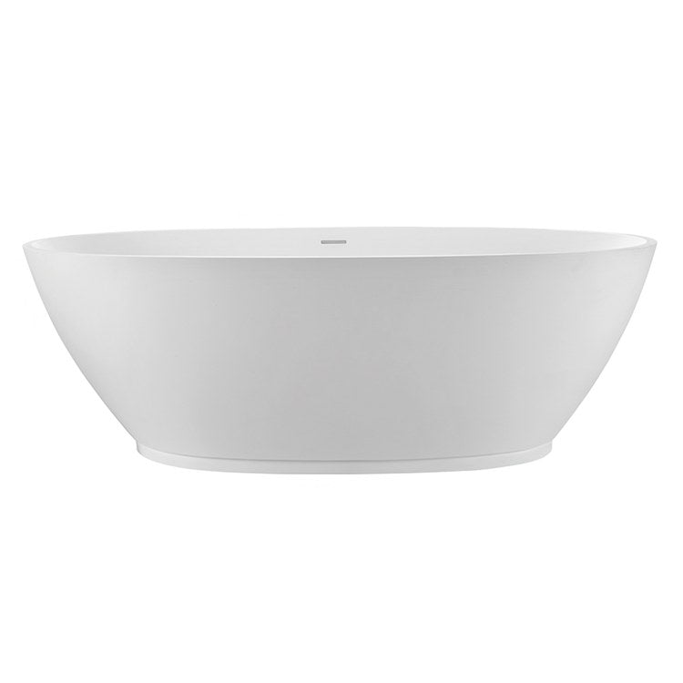 Air Tub Alissa 61 x 36 Inch Freestanding/Undermount Air Bath with Base Center White Matte Oval Sculpturestone 86 Gallons 23-1/2 Inch