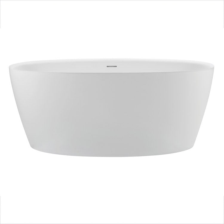 Air Tub Elena 58 x 32 Inch Freestanding Air Bath Half Rolled Rim Center White Matte Oval Sculpturestone 75 Gallons 23 Inch - Image 2