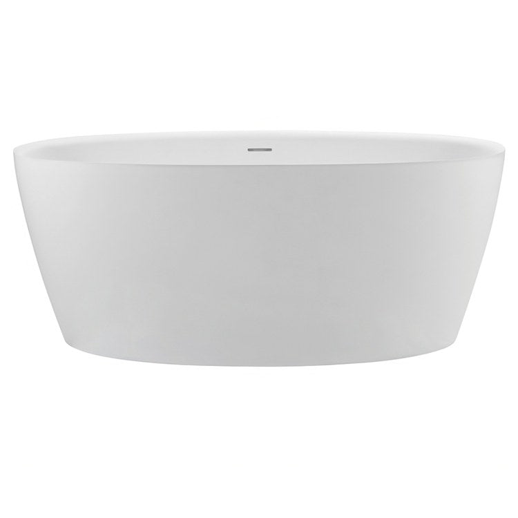 Air Tub Elena 58 x 32 Inch Freestanding Air Bath Flat Rim Center White Matte Oval Sculpturestone 75 Gallons 22 Inch - Image 1