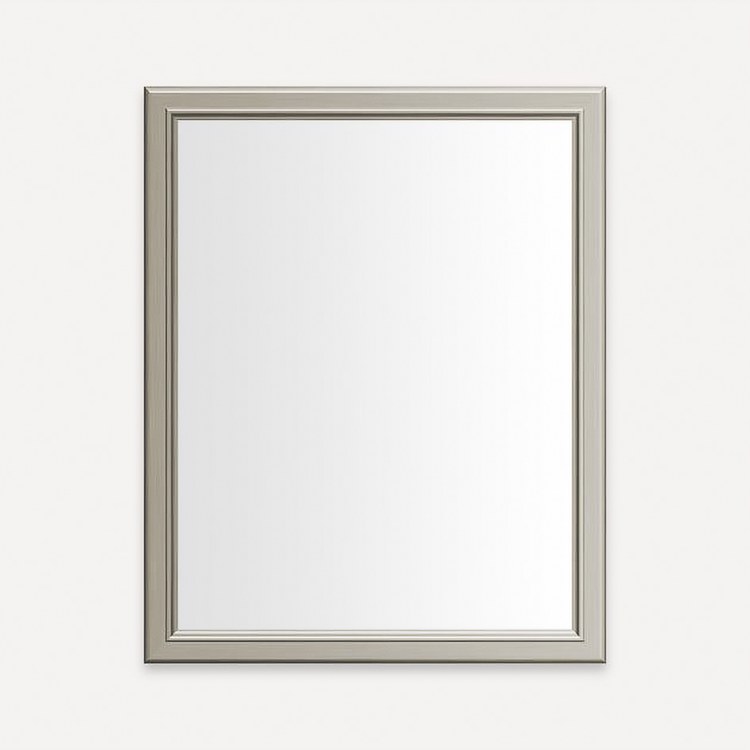 Medicine Cabinet Main Line 24W x 30H Inch 1 Doors Framed Mirror Nickel Flat Top Reversible Bryn Mawr Frame Slow Close Hinges - Image 1