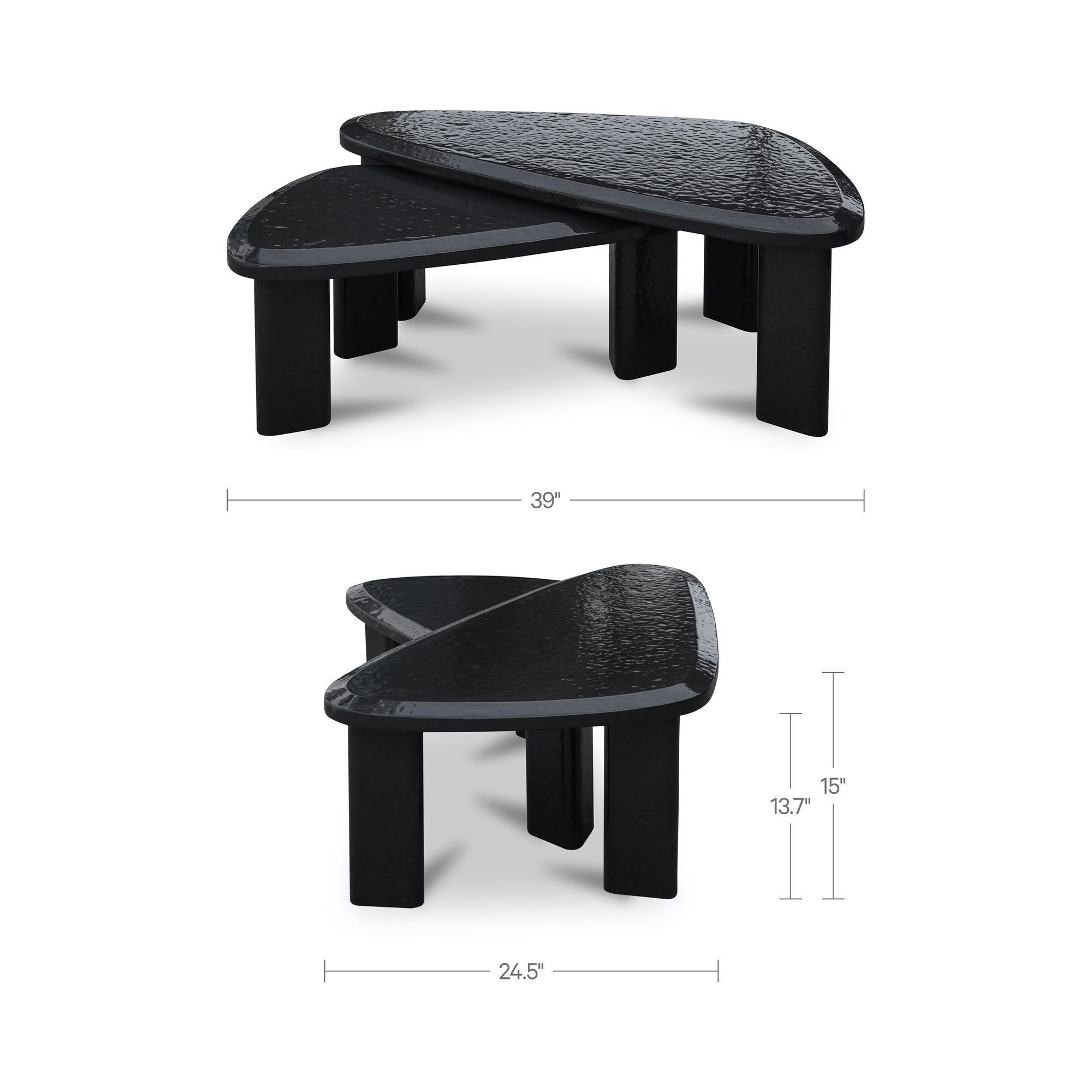 Sophie - Outdoor Nesting Table Set - Charcoal Lacquer / Gray - Image 2