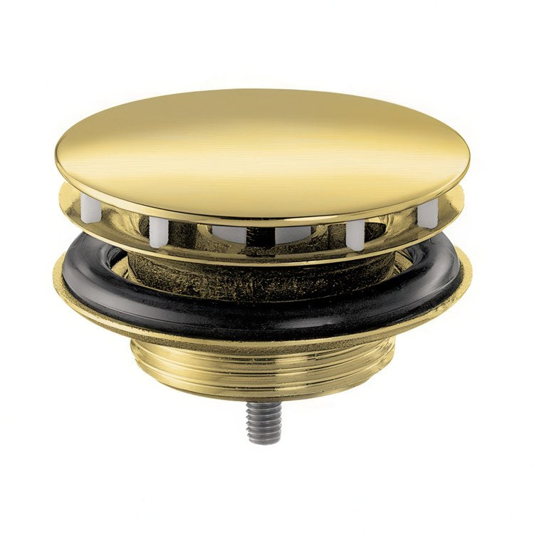 Drain Assembly Non-Closing Less Overflow Polished Gold Optic 1-1/4 Inch Brass - Image 1