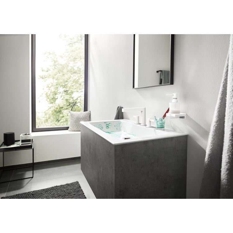 Soap Dispenser AddStoris Matte White Wall Mount Glass Metal Pump 6.75 Fluid Ounces - Image 2