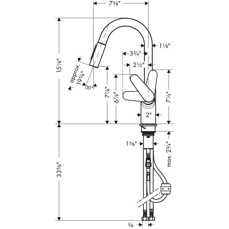 Kitchen Faucet Focus Prep 1 Lever ADA Matte Black Pull Down 150 DEG Swivel 1 Hole 1.75 Gallons per Minute - Image 2