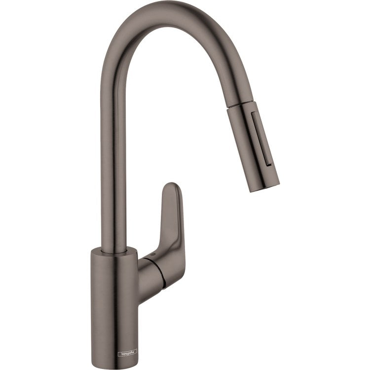 Kitchen Faucet Focus 1 Lever ADA Brushed Black Chrome Pull Down High Arc 150 DEG Swivel 1 Hole 1.75 Gallons per Minute - Image 1