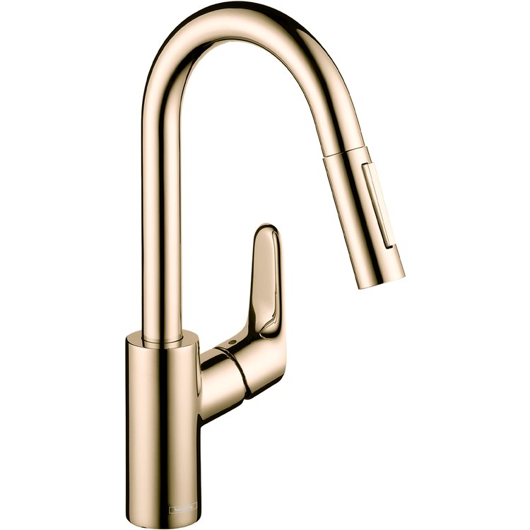Kitchen Faucet Focus Prep 1 Lever ADA Polished Nickel Pull Down 150 DEG Swivel 1 Hole 1.75 Gallons per Minute - Image 1
