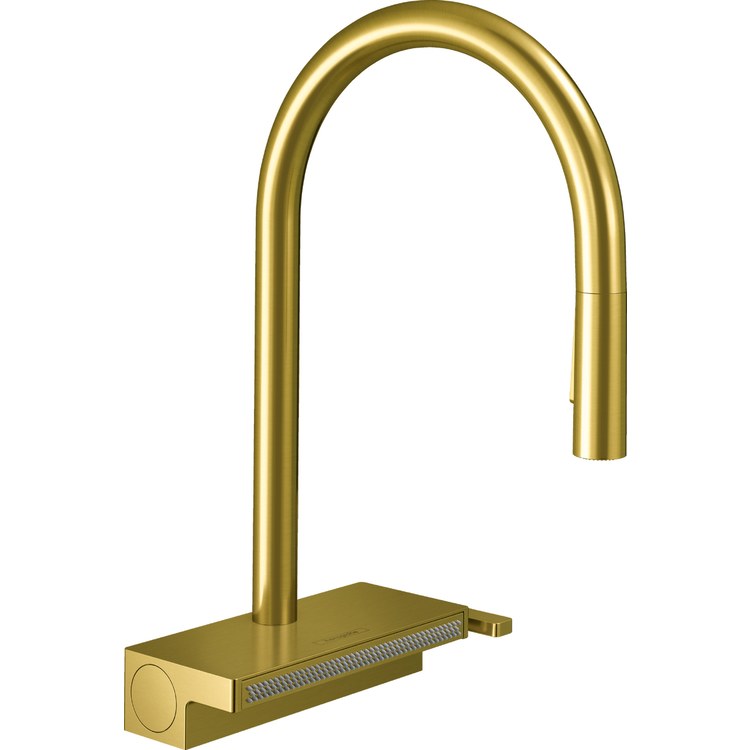 Kitchen Faucet Aquno Select 1 Lever Brushed Gold Optic Pull Down 150 DEG Swivel 1 Hole 1.75 Gallons per Minute - Image 1