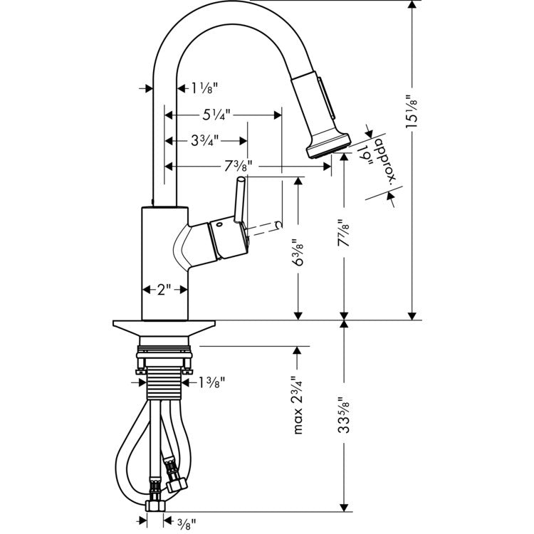 Kitchen Faucet Talis S2 1 Lever ADA Polished Nickel Pull Down 150 DEG Swivel 1 Hole 1.75 Gallons per Minute - Image 2