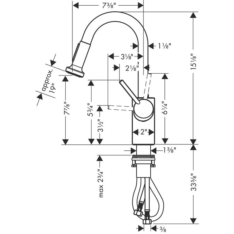 Kitchen Faucet Talis S2 1 Lever ADA Polished Nickel Pull Down 150 DEG Swivel 1 Hole 1.75 Gallons per Minute - Image 3
