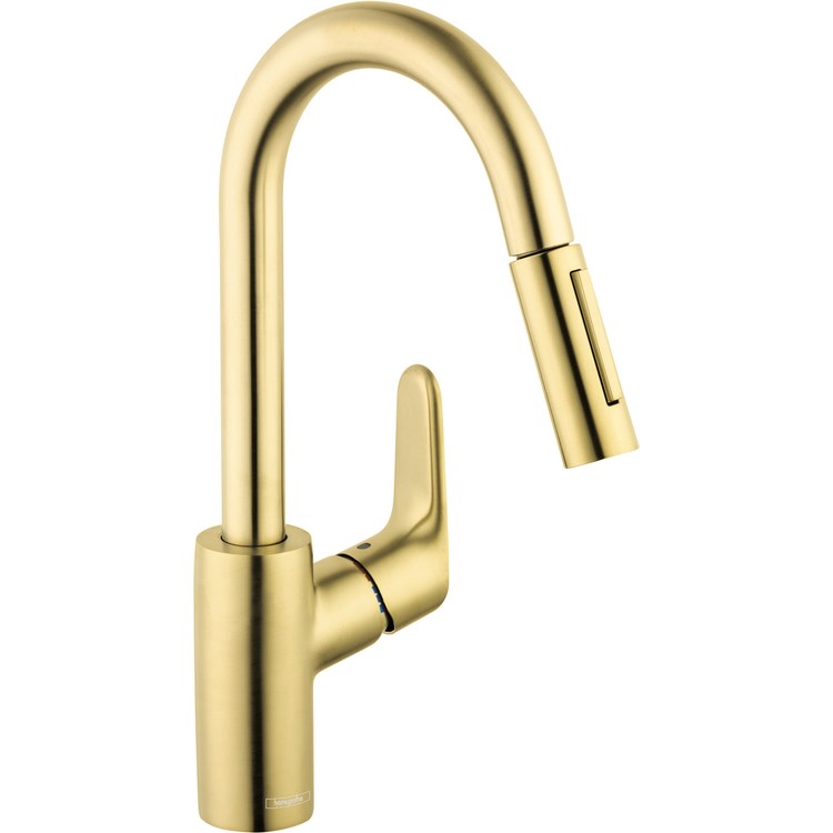 Kitchen Faucet Focus Prep 1 Lever ADA Brushed Gold Optic Pull Down 150 DEG Swivel 1 Hole 1.75 Gallons per Minute - Image 1