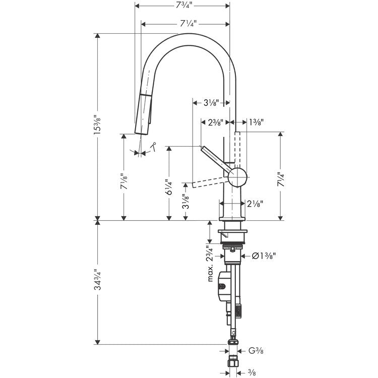 Kitchen Faucet Talis N 1 Lever ADA Brushed Black Chrome Pull Down High Arc 360 DEG Swivel 1 Hole 1.75 Gallons per Minute - Image 2