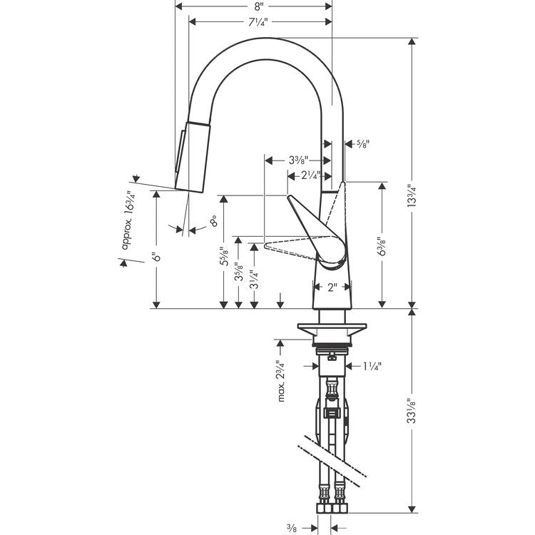 Kitchen Faucet Talis S 1 Lever ADA Brushed Black Chrome Pull Down High Arc 150 DEG Swivel 1 Hole 1.75 Gallons per Minute - Image 3