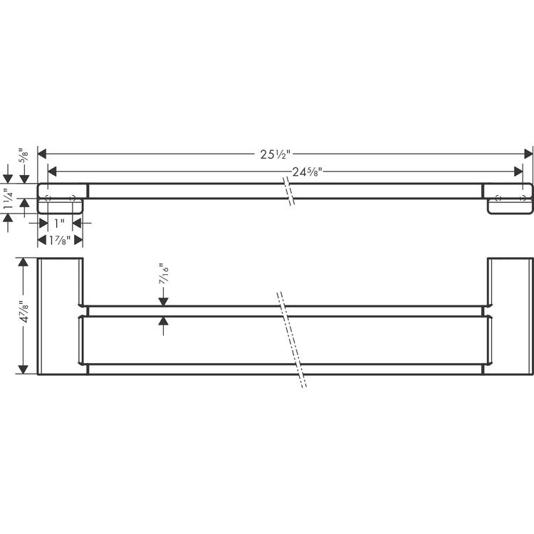 Towel Bar AddStoris 26 Inch Dual Matte Black Metal 4-7/8 Inch - Image 2