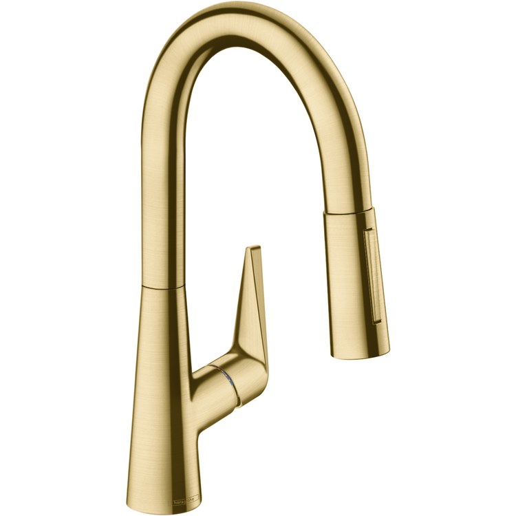 Kitchen Faucet Talis S 1 Lever ADA Brushed Gold Optic Pull Down High Arc 150 DEG Swivel 1 Hole 1.75 Gallons per Minute - Image 1