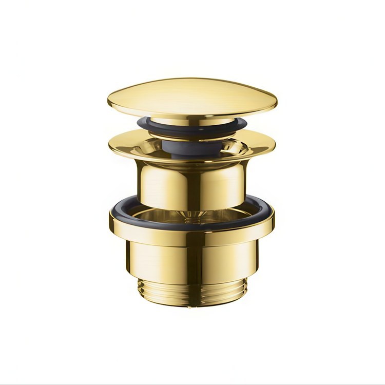 Drain Assembly Push-Open with Overflow Brushed Gold Optic 1-1/4 Inch Brass - Image 1