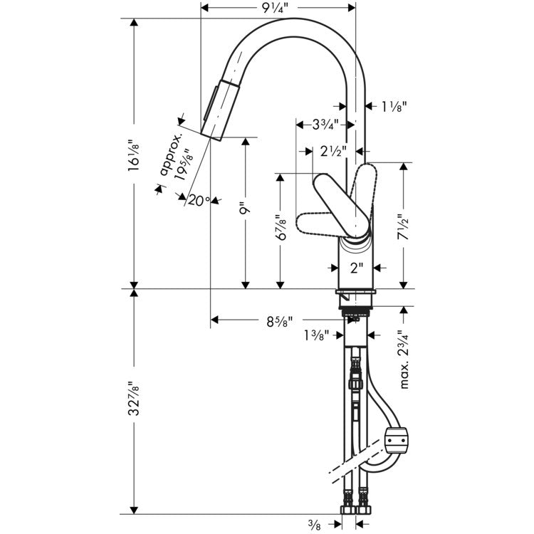 Kitchen Faucet Focus 1 Lever ADA Matte Black Pull Down High Arc 150 DEG Swivel 1 Hole 1.75 Gallons per Minute - Image 3