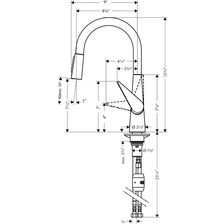 Kitchen Faucet Talis S 1 Lever ADA Polished Nickel Pull Down High Arc 150 DEG Swivel 1 Hole 1.75 Gallons per Minute - Image 2