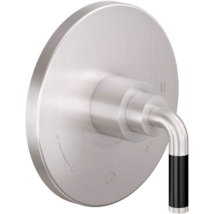 Pressure Balance Valve Trim Descanso Dual 1 Carbon Fiber Lever Satin Nickel ADA - Image 1