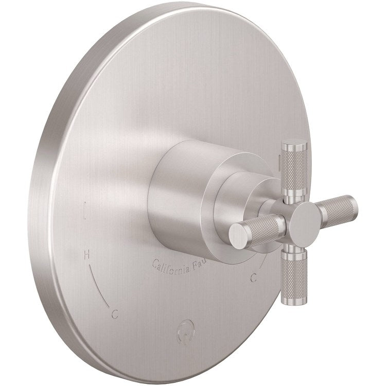 Pressure Balance Valve Trim Descanso Dual 1 Knurled Cross Satin Nickel - Image 1