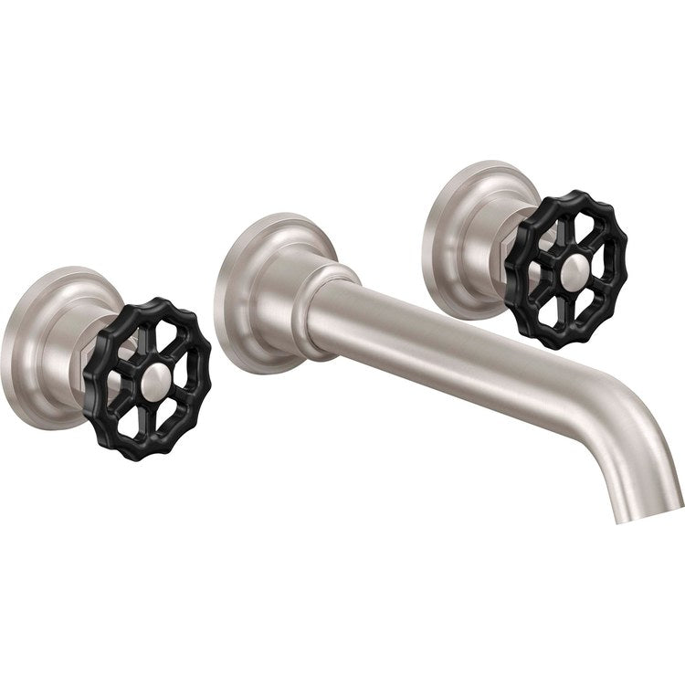Lavatory Trim Descanso Works Vessel Wall 2 Black Wheel Antique Nickel Flat 1.2 Gallons per Minute - Image 1