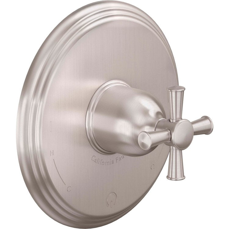 Pressure Balance Valve Trim Miramar Dual 1 Cross Antique Nickel Flat - Image 1