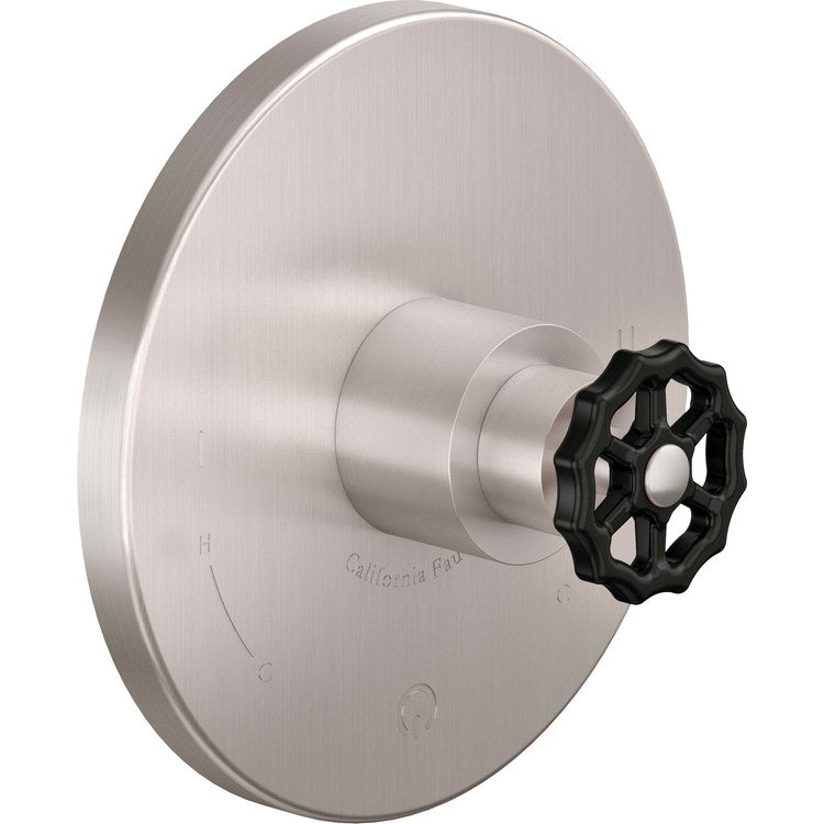 Pressure Balance Valve Trim Descanso Works Dual 1 Black Wheel Burnished Brass - Image 1