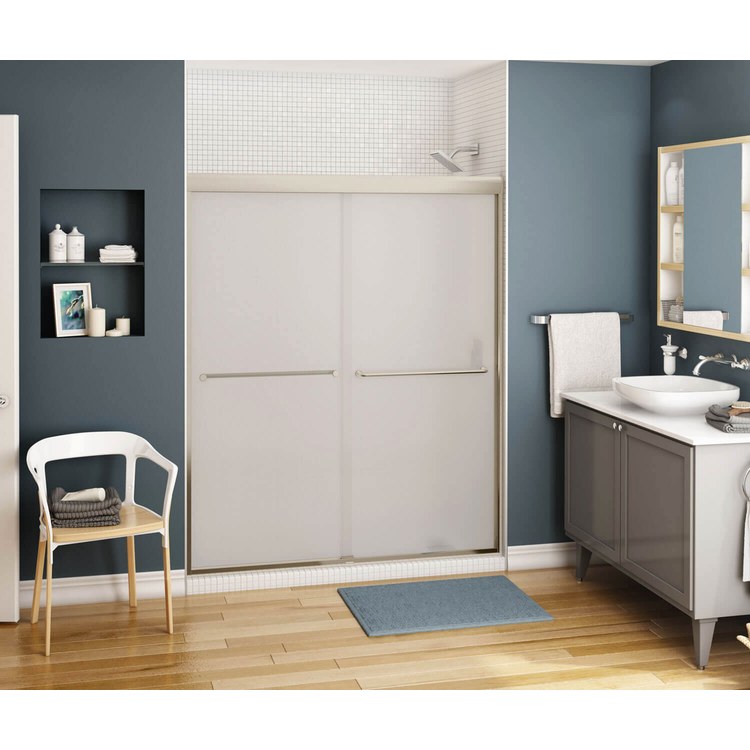 Shower Door Kameleon Sliding 55-59 x 71 Inch Brushed Nickel Frosted 1/4 Inch - Image 3