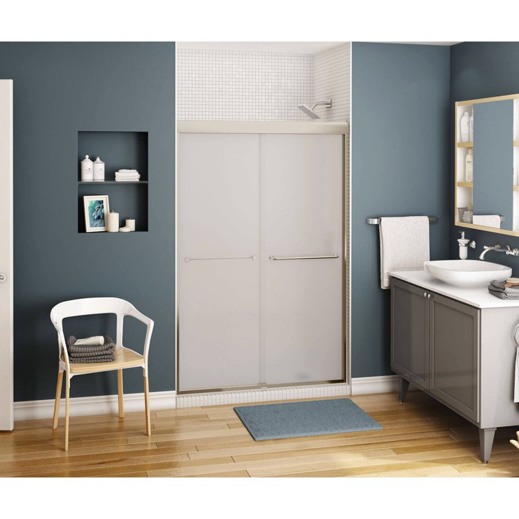 Shower Door Kameleon Sliding 43-47 x 71 Inch Brushed Nickel Frosted 1/4 Inch - Image 3