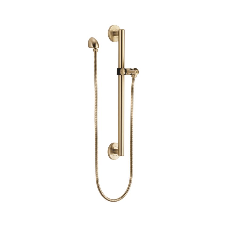 Slide Bar with Round Wall Elbow & Adjustable Handshower Mount & Hose 24 Inch Champagne Bronze Brass/Metal Wall Mount
