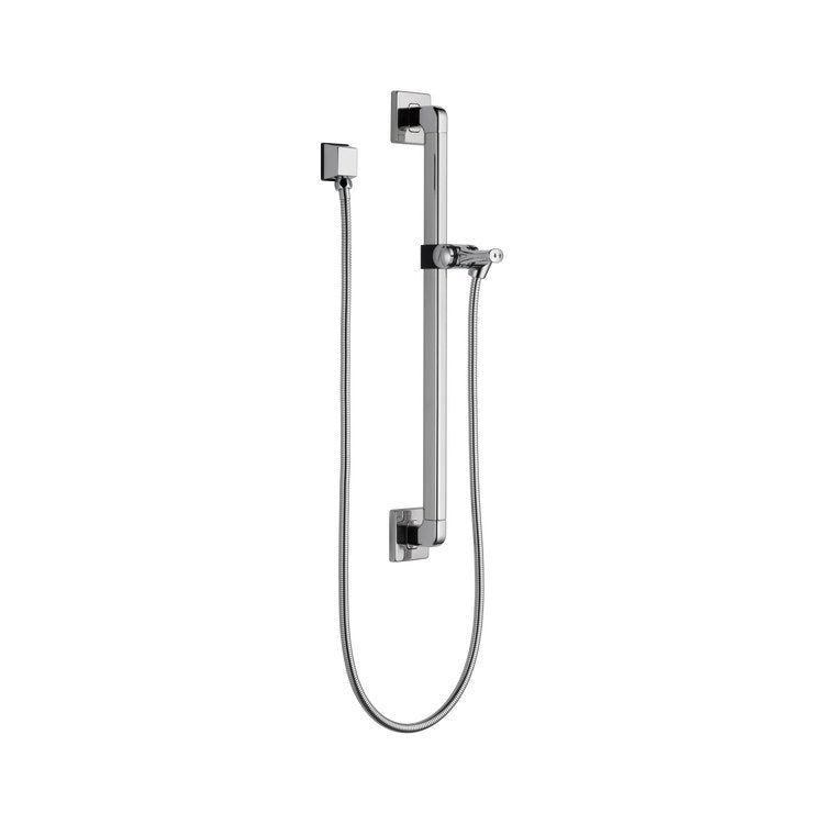 Slide Bar with Square Wall Elbow & Adjustable Handshower Mount & Hose 24 Inch Brilliance Champagne Bronze Brass/Metal Wall Mount