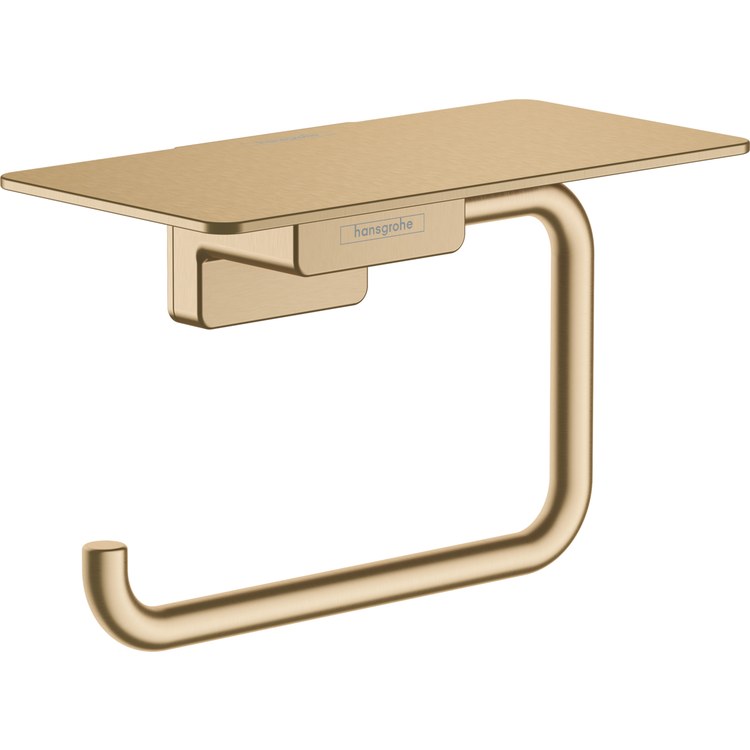 Toilet Paper Holder AddStoris Rectangular with Shelf Brushed Bronze Metal 6 Inch 3-1/8 Inch Wall Mount - Image 1