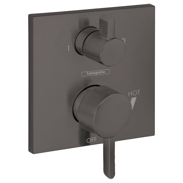 Pressure Balance Valve Trim Ecostat with Diverter 2 Lever Brushed Black Chrome ADA for Rough-In Valve 01850181 - Image 1