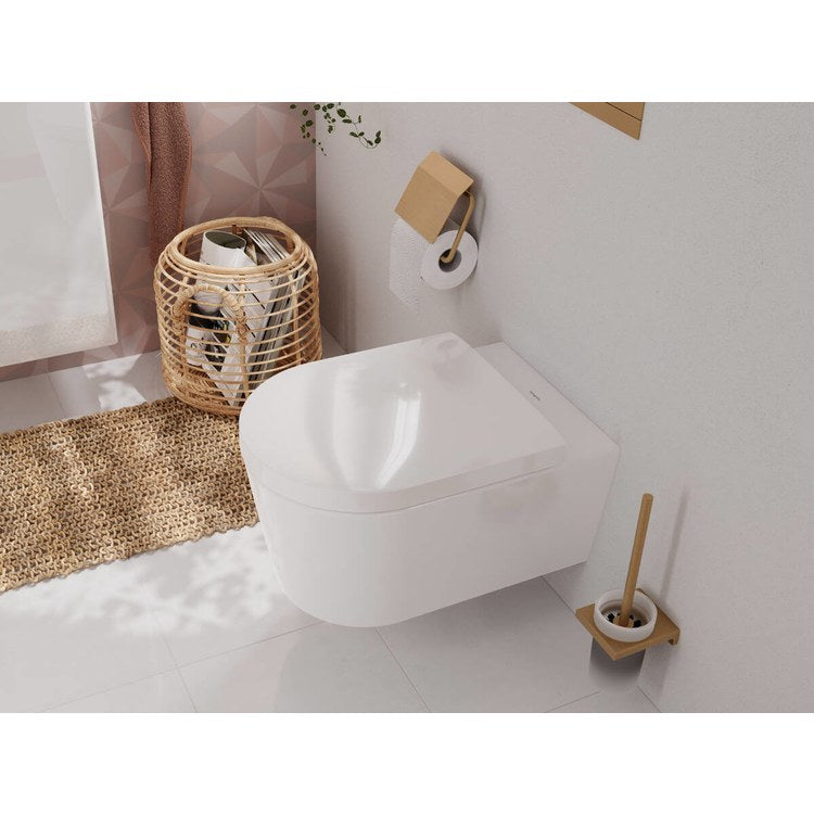 Toilet Paper Holder AddStoris Euro with Cover Brushed Bronze Metal 4-9/16 Inch Wall Mount - Image 2