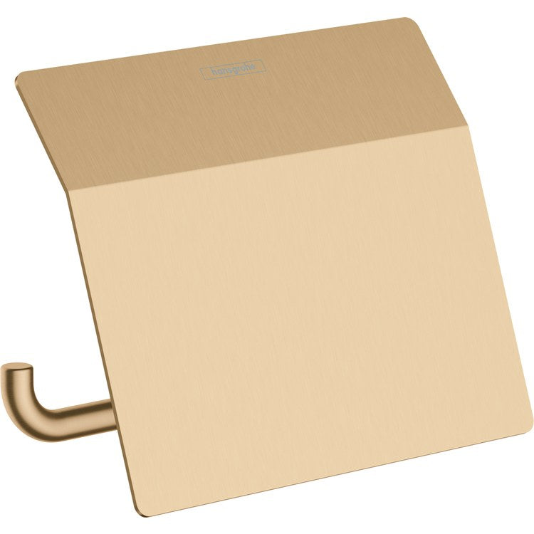 Toilet Paper Holder AddStoris Euro with Cover Brushed Bronze Metal 4-9/16 Inch Wall Mount - Image 1
