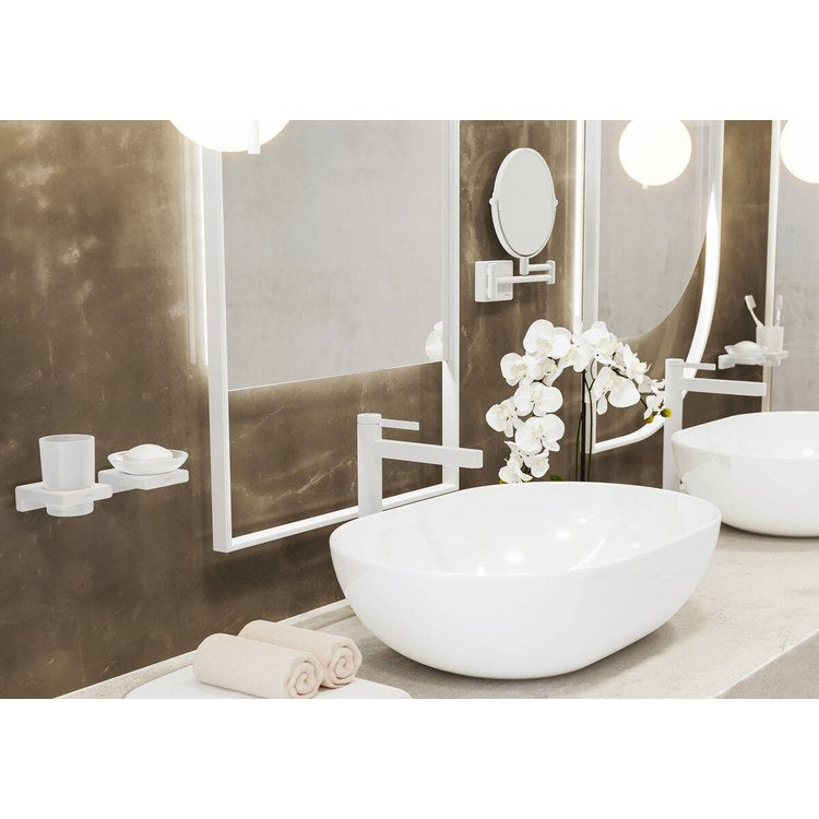 Tumbler AddStoris Toothbrush Holder Matte White Wall Mount Ceramic/Metal - Image 3