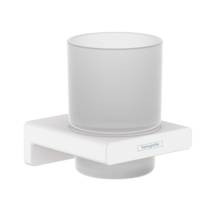 Tumbler AddStoris Toothbrush Holder Matte White Wall Mount Ceramic/Metal - Image 1