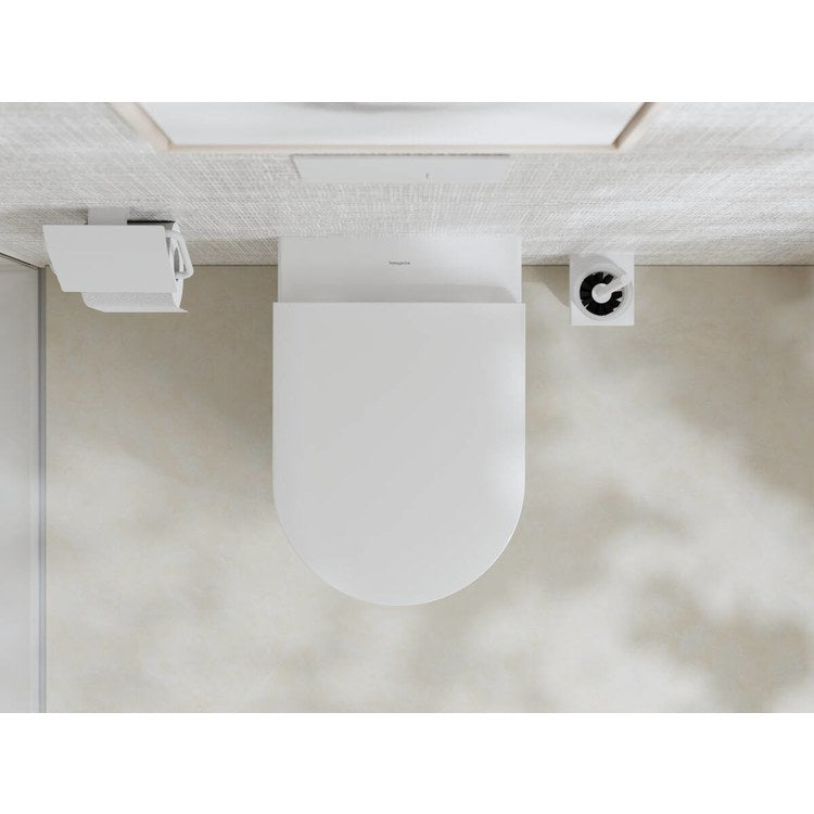 Toilet Paper Holder AddStoris Euro with Cover Matte White Metal 4-9/16 Inch Wall Mount - Image 2
