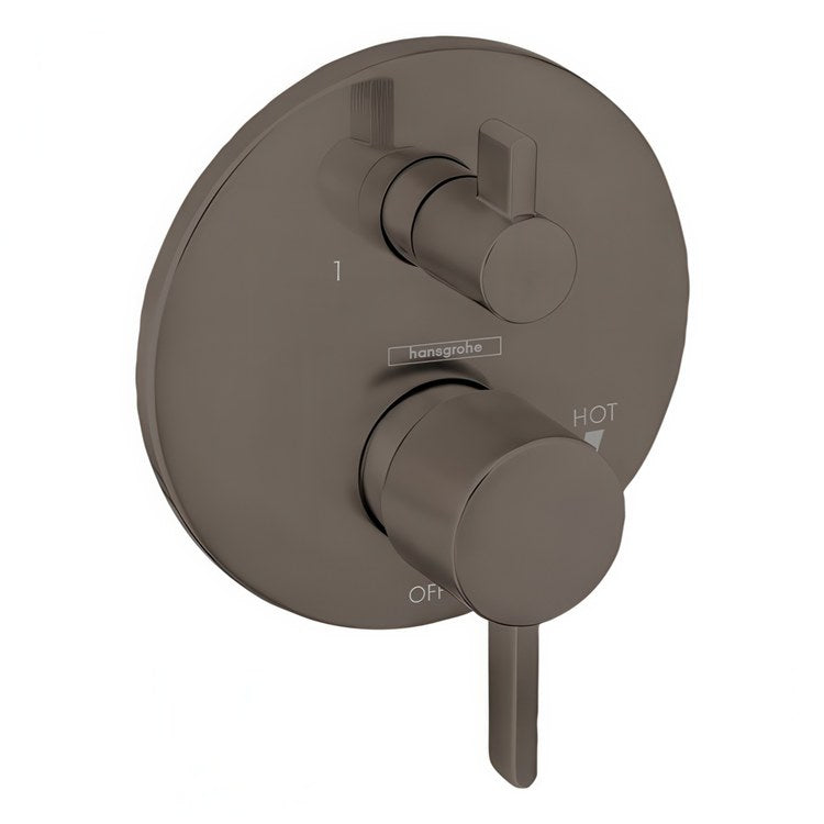 Pressure Balance Valve Trim Ecostat S Round with Diverter 1 Lever Brushed Black Chrome ADA 4.5 Gallons per Minute - Image 1