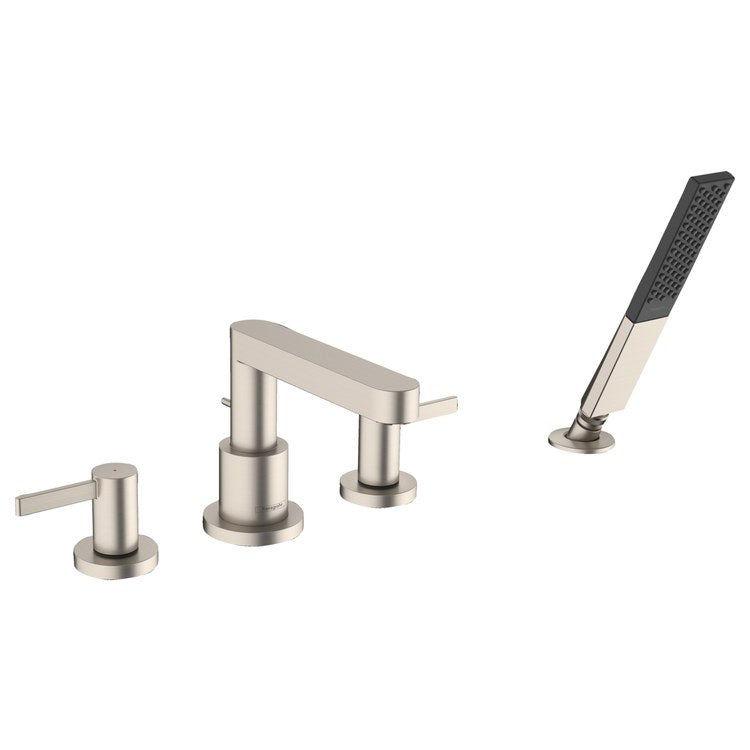 Roman Tub Trim Finoris with Handshower 2 Lever Brushed Nickel WaterSense 8-3/4 Inch Spread 4 Hole